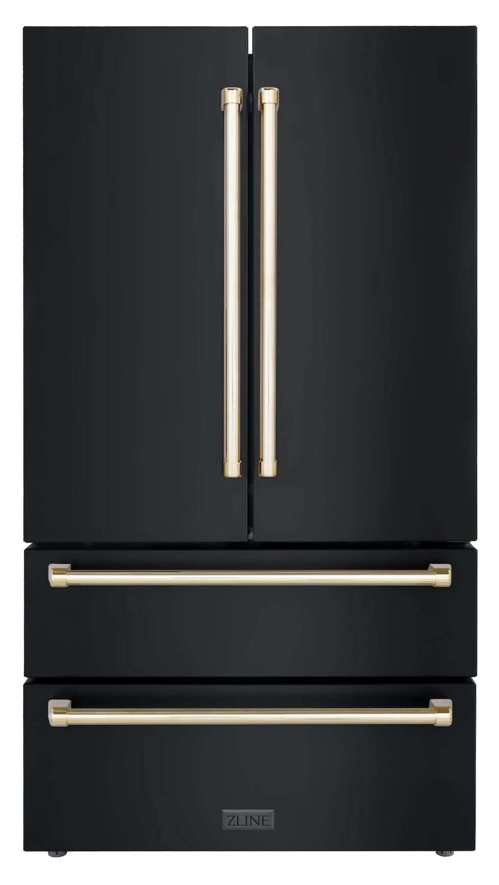 ZLINE 36 In. Autograph 22.5 cu. ft. Refrigerator with Ice Maker in Fingerprint Resistant Black Stainless Steel and Gold Accents