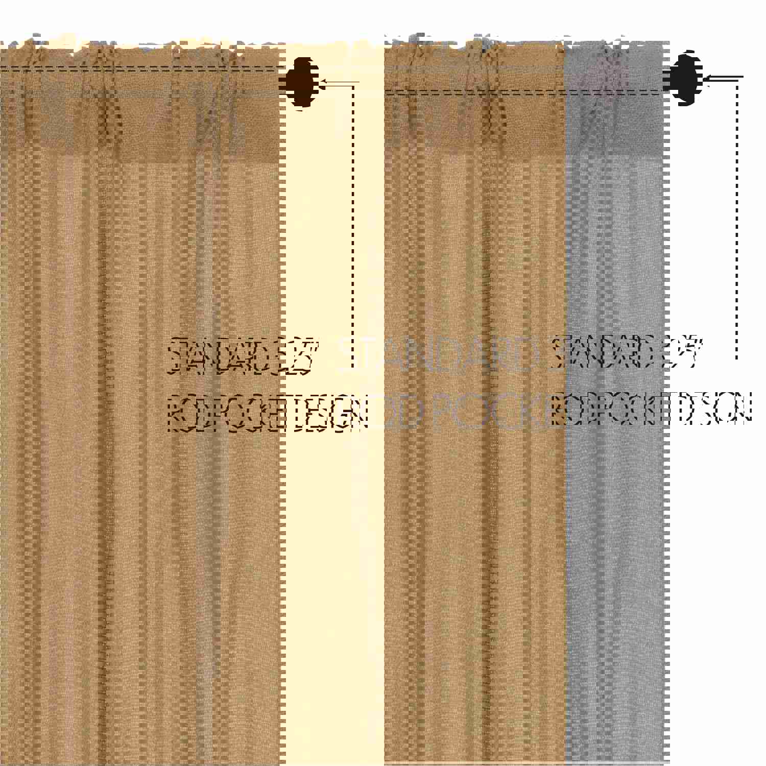 Burlap Natural Swag Curtain - 100% Cotton Pair for Window Decor