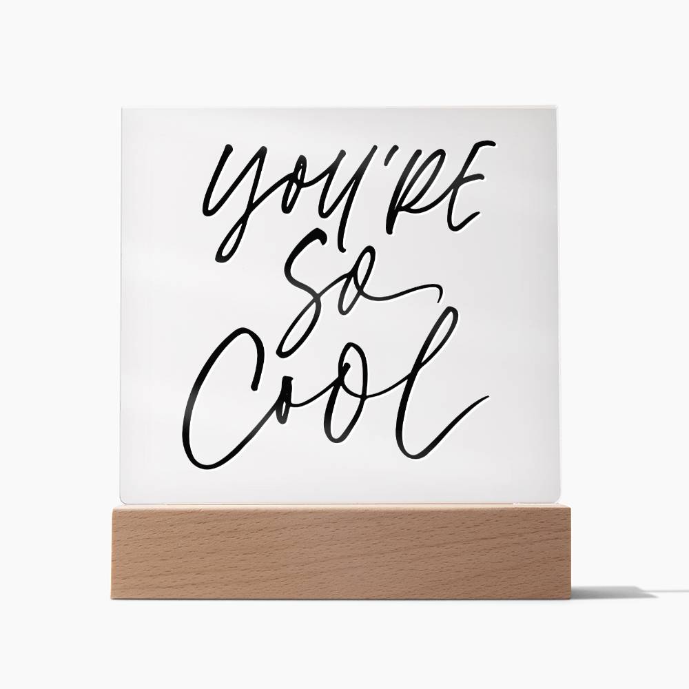 Youre So Cool - Motivational Acrylic with LED Night Light - Inspirational Home Decor - Perfect Gift for Any Occasion