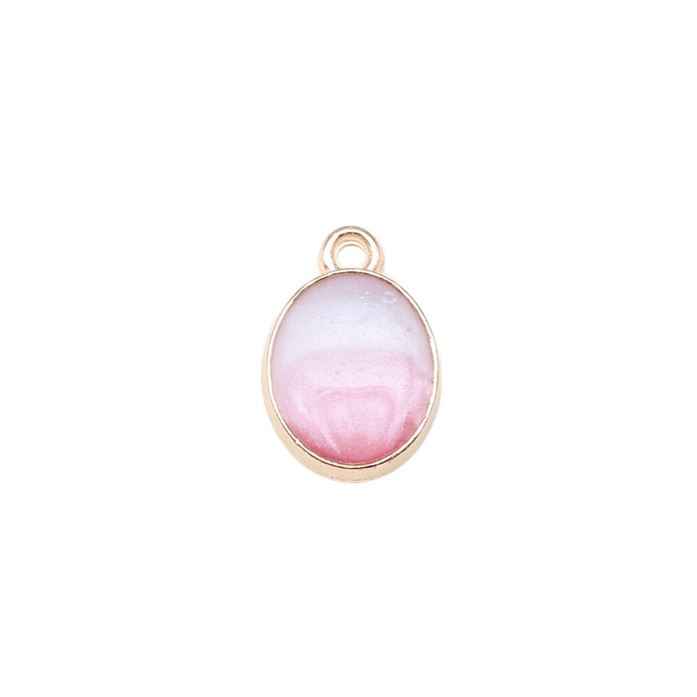 WYSIWYG 10pcs KC Gold Color Enamel Geometric Oval Charms for DIY Jewelry Making