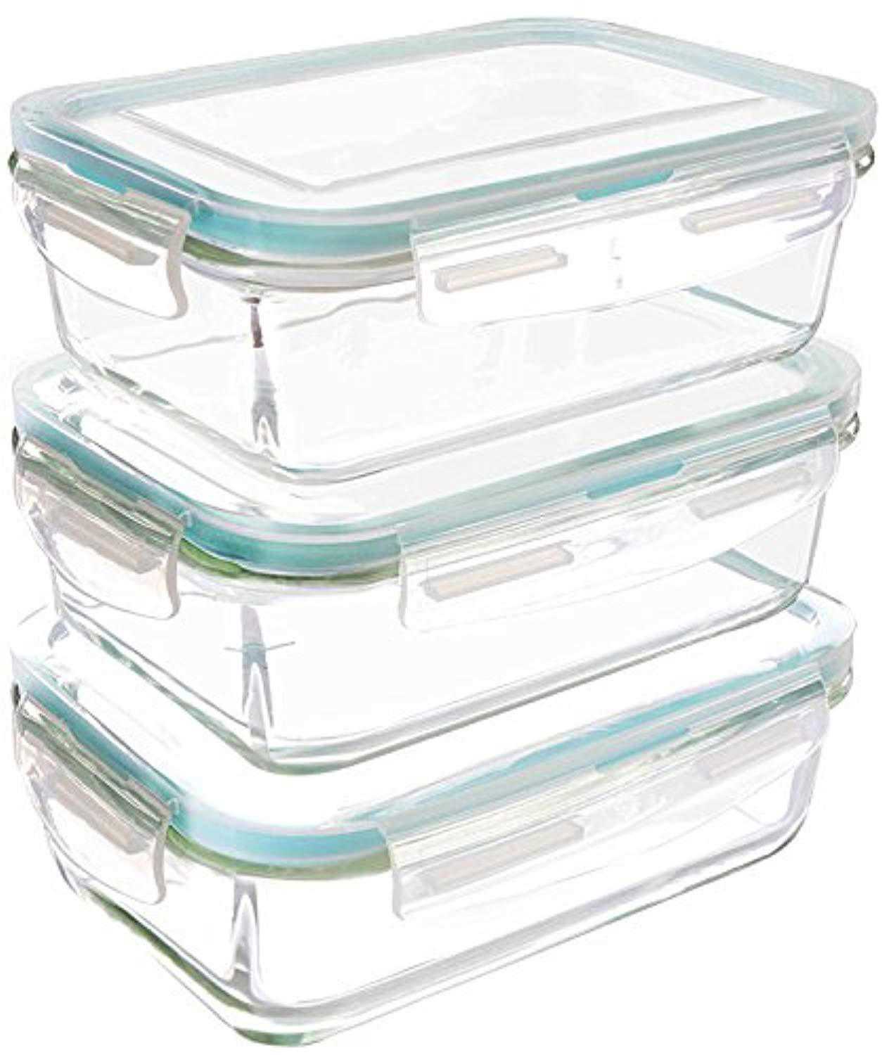 Utopia Kitchen Glass Containers for Food Storage with Lids (3-Pack, 28Oz) - BPA Free and FDA Approved