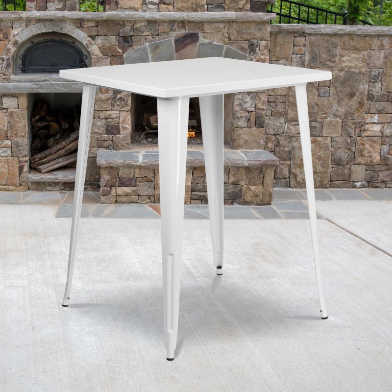 Flash Furniture Nolan Commercial Grade 31.5 Square White Metal Indoor-outdoor Bar Height Table