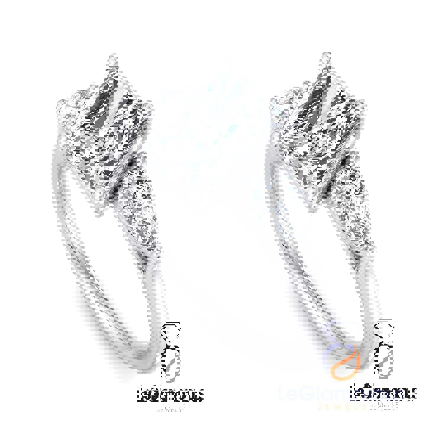 Radiant Cut Three Stone Engagement Ring with Lab Grown Diamond