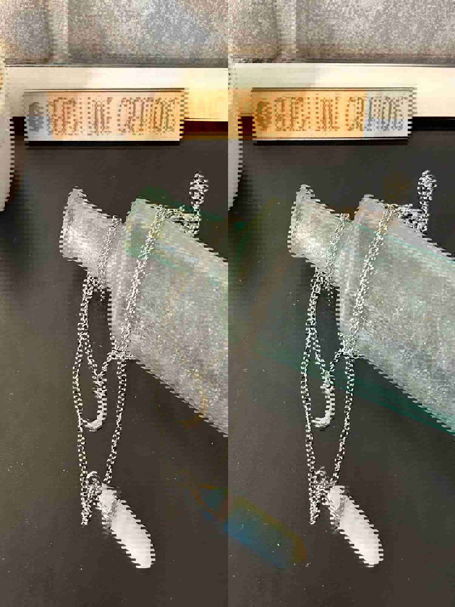 Stacked Crystal Necklace with Moon Charm