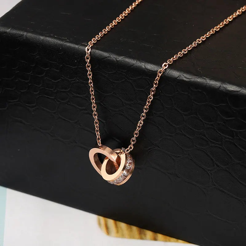 Classic Design Famous Brand Roman Numerals Pendant Necklace for Women - Titanium Steel Chain Necklace