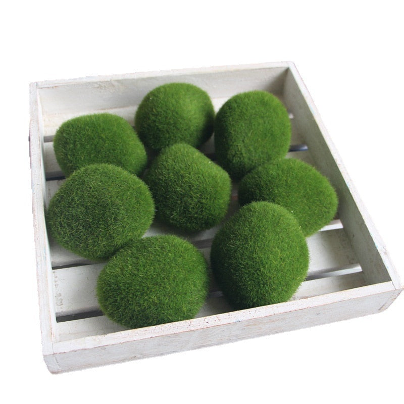 Artificial Moss Fake Stone DIY Miniature Green Moss Balls for Home Garden Decoration