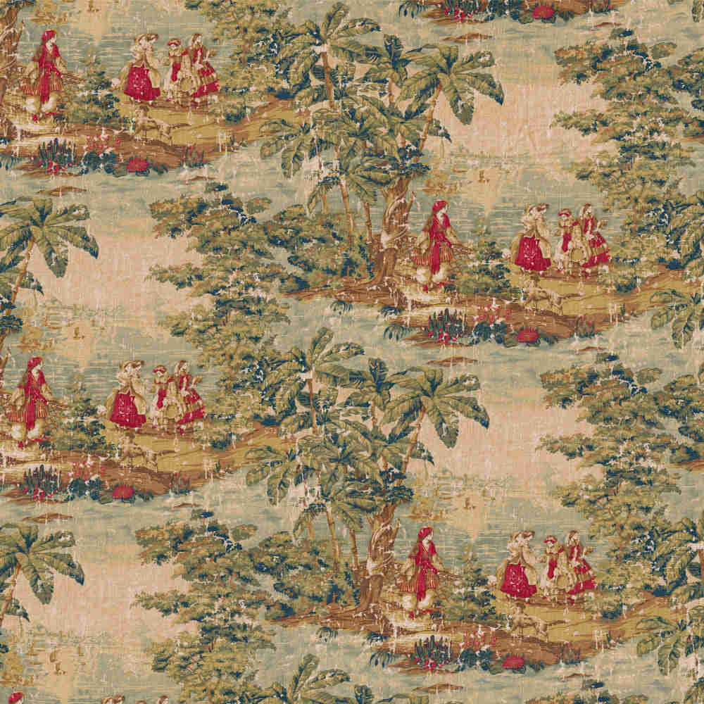 Empress Swag Valance in Bosporus Antique Red Toile