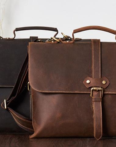 Genuine Leather Messenger Bag for Men - Travel & Hiking Sling Bag