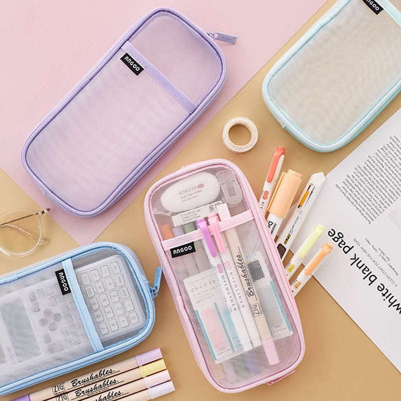 Lkblock Korean Fashion Transparent Pencil Case Pouches