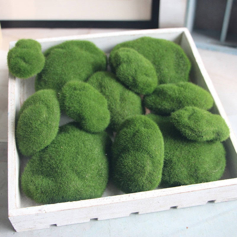Artificial Moss Fake Stone DIY Miniature Green Moss Balls for Home Garden Decoration