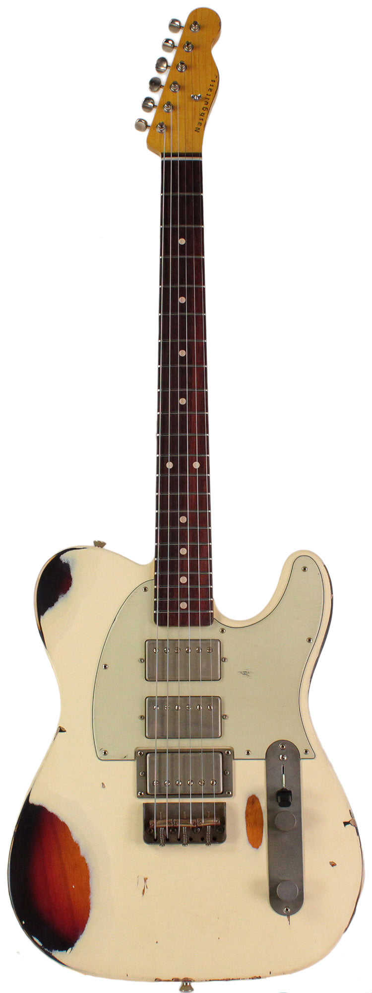 Nash T-3HB Guitar with Lollar Imperials, Olympic White over 3 Tone, Heavy Aging