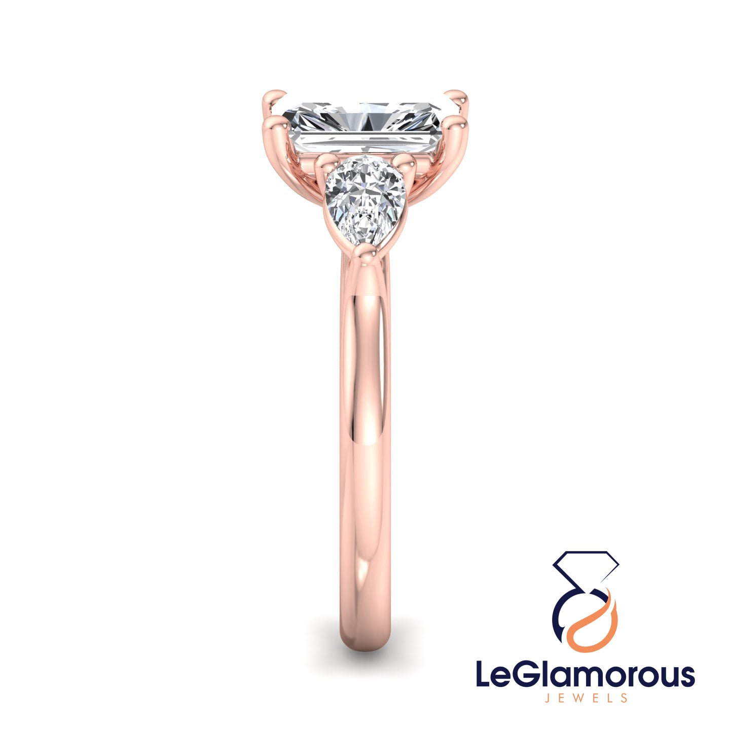 Radiant Cut Three Stone Engagement Ring with Lab Grown Diamond