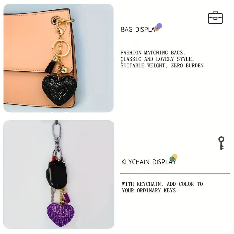 Heart Shape Sparkling Artificial Diamond Love Keychain Pendant