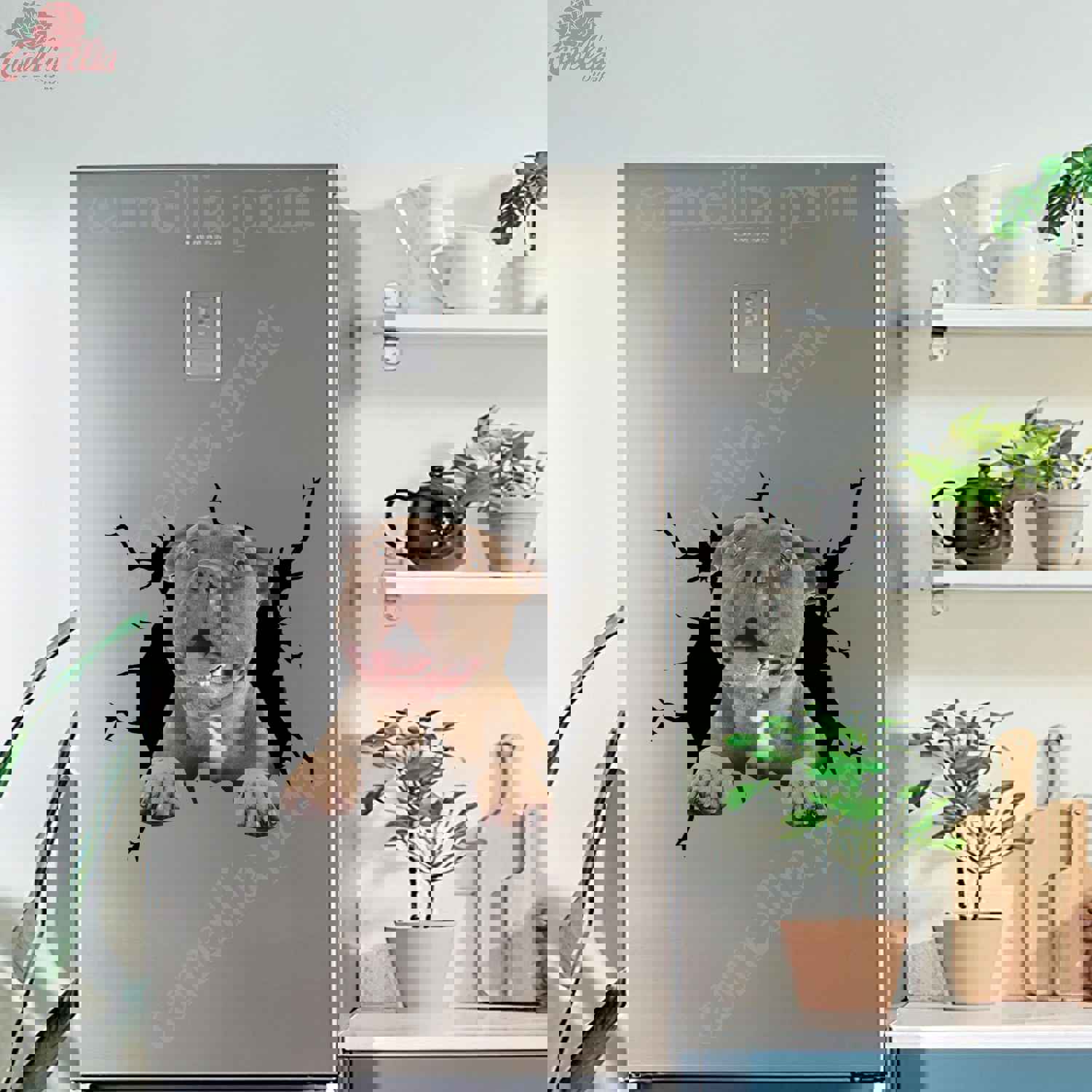 American Pitbull Terrier Crack Car Decal - Custom Funny Wall Sticker - Housewarming Gift