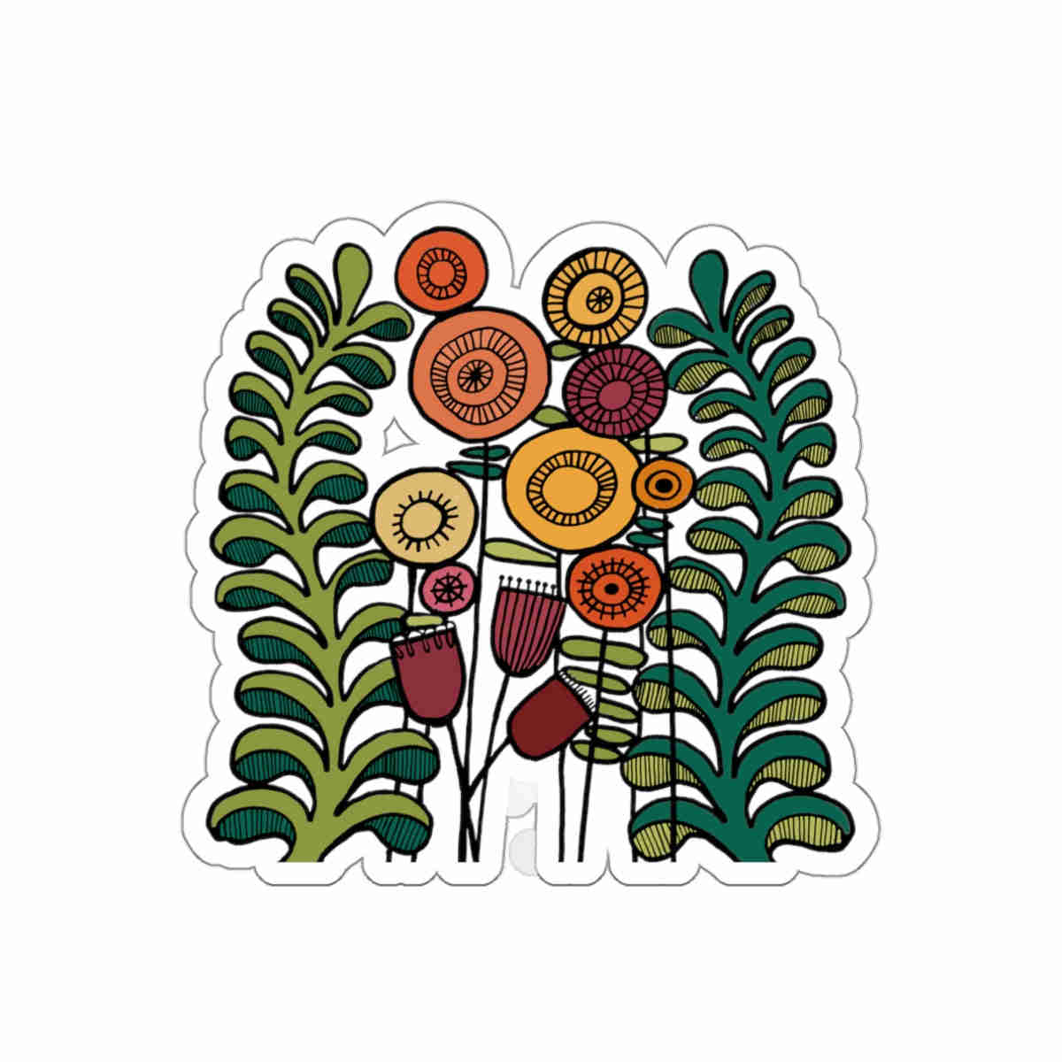 Vintage Flowers and Ferns Die-Cut Stickers - Customizable & Durable