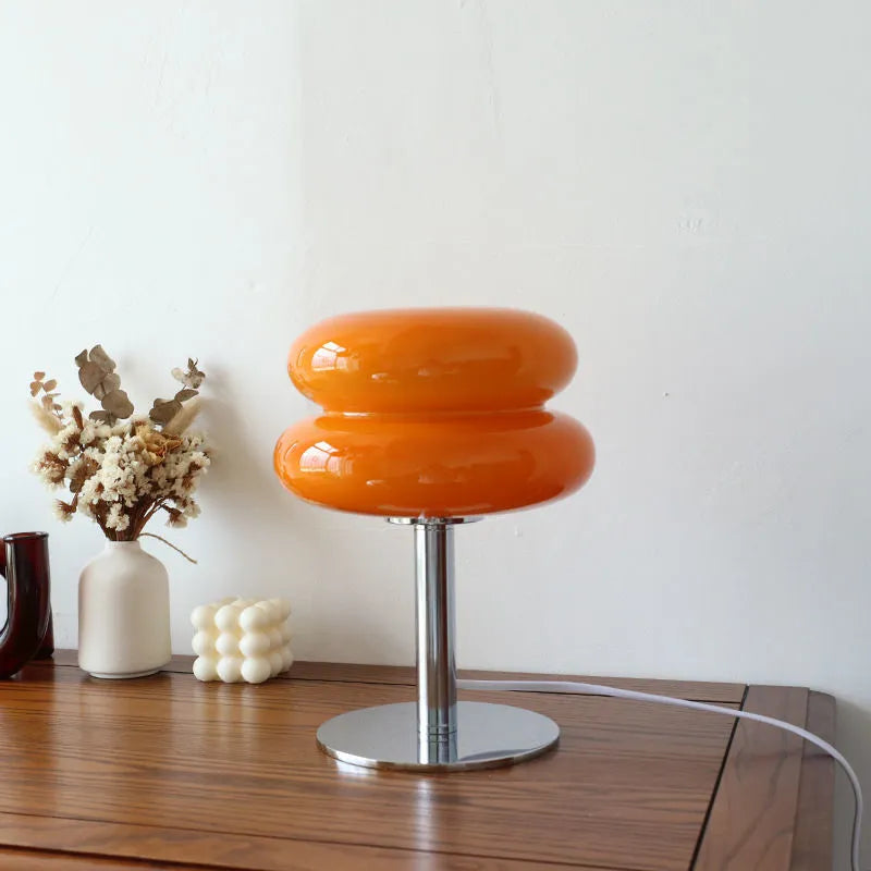 Italian Designer Glass Egg Tart Table Lamp - Elegant LED Night Light for Home Decor