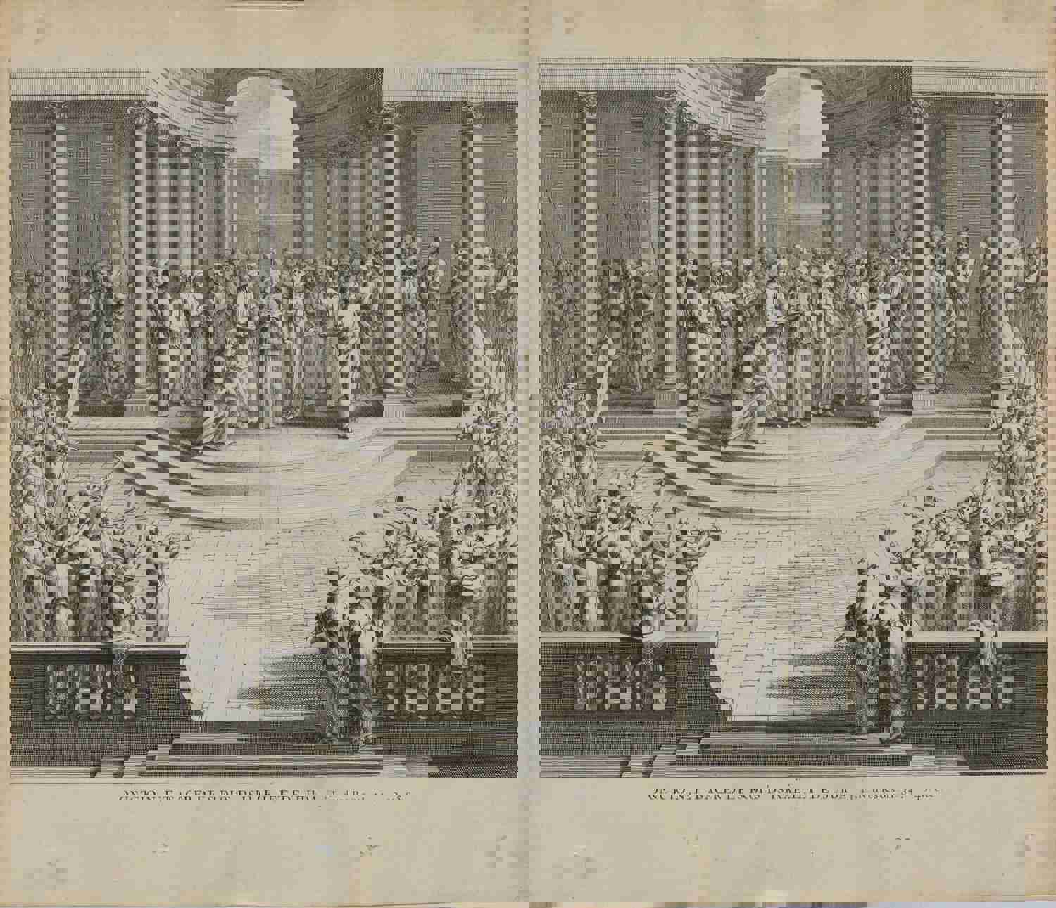 Augustin Calmet. Onction, et sacre des Rois d'Israël, et de Juda. Engraving. 1728.