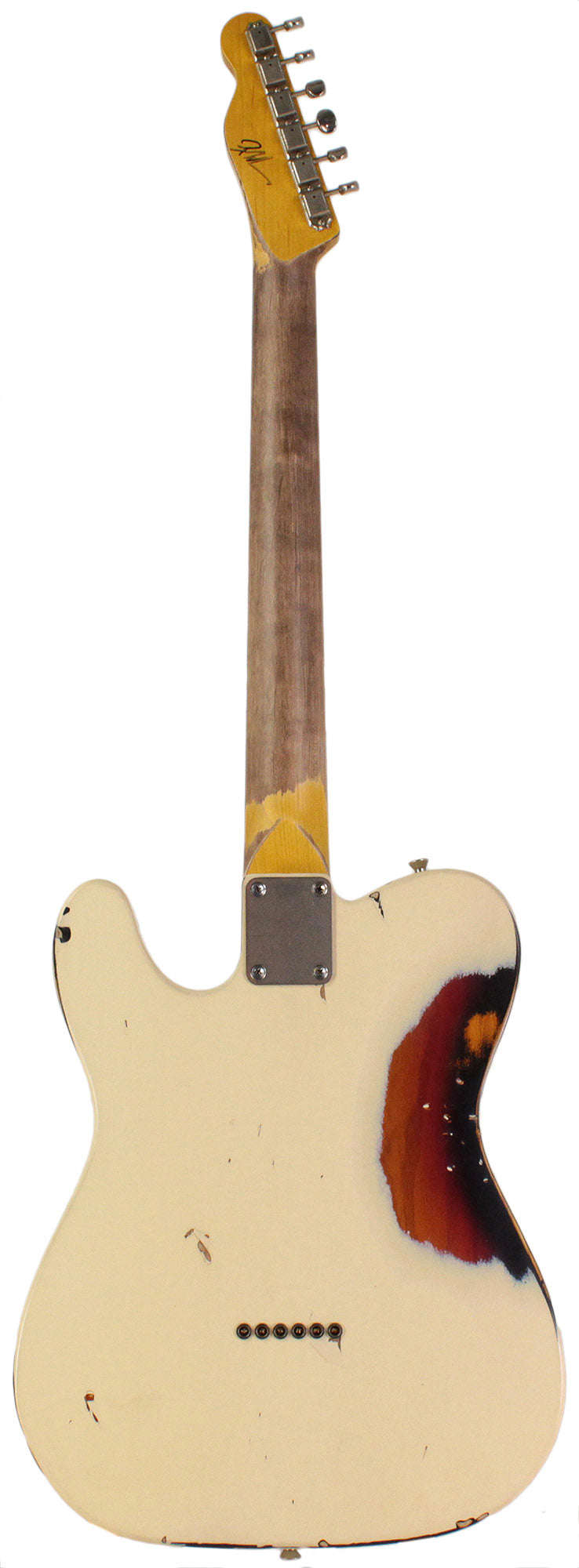 Nash T-3HB Guitar with Lollar Imperials, Olympic White over 3 Tone, Heavy Aging