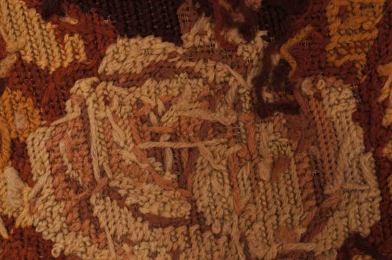 Antique Needlepoint Tablecloth with Rose Flower Pattern and Fringe (46")