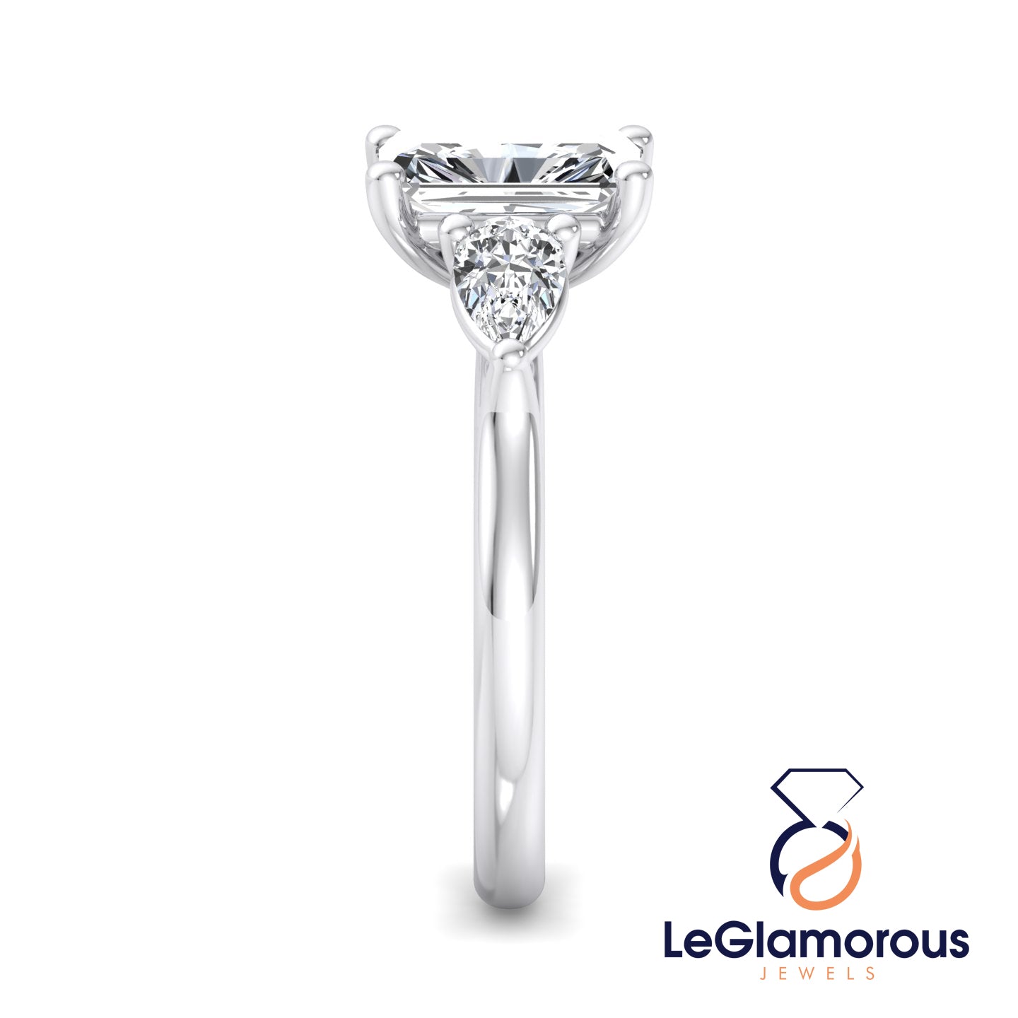 Radiant Cut Three Stone Engagement Ring with Lab Grown Diamond