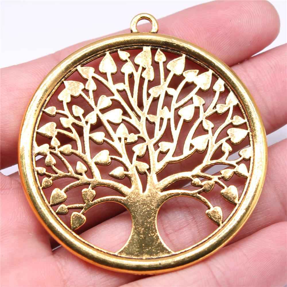 WYSIWYG 1pcs Tree Of Life Charms for Jewelry Making DIY Antique Gold Alloy Pendant