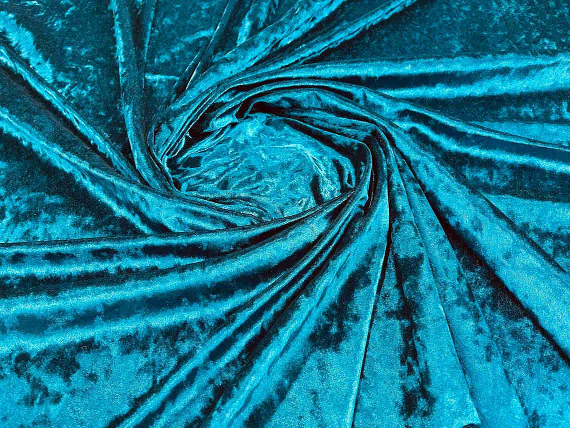 Crushed Stretch Velvet Fabric - Teal - 60 Inch Wide for Sewing, Apparel, and Crafts