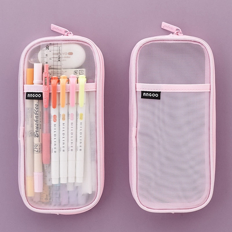 Lkblock Korean Fashion Transparent Pencil Case Pouches