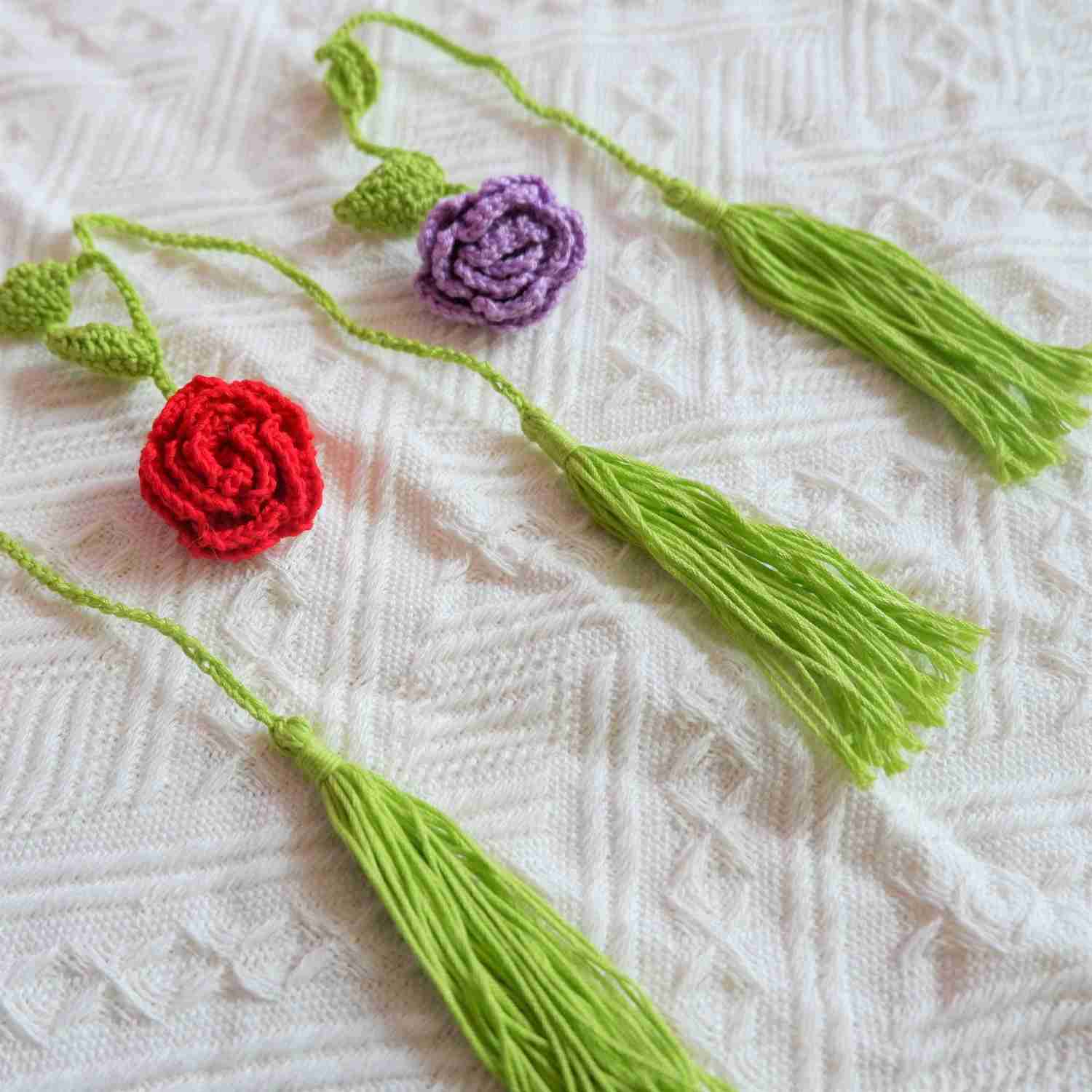 2Pcs Crochet Car Mirror Accessories - Roses