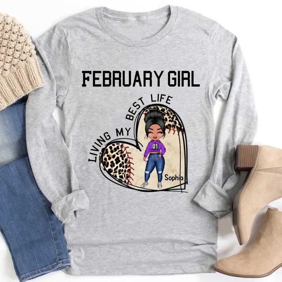 February Birthday Shirt - Custom Queens Born in February Baseball Lover Tee