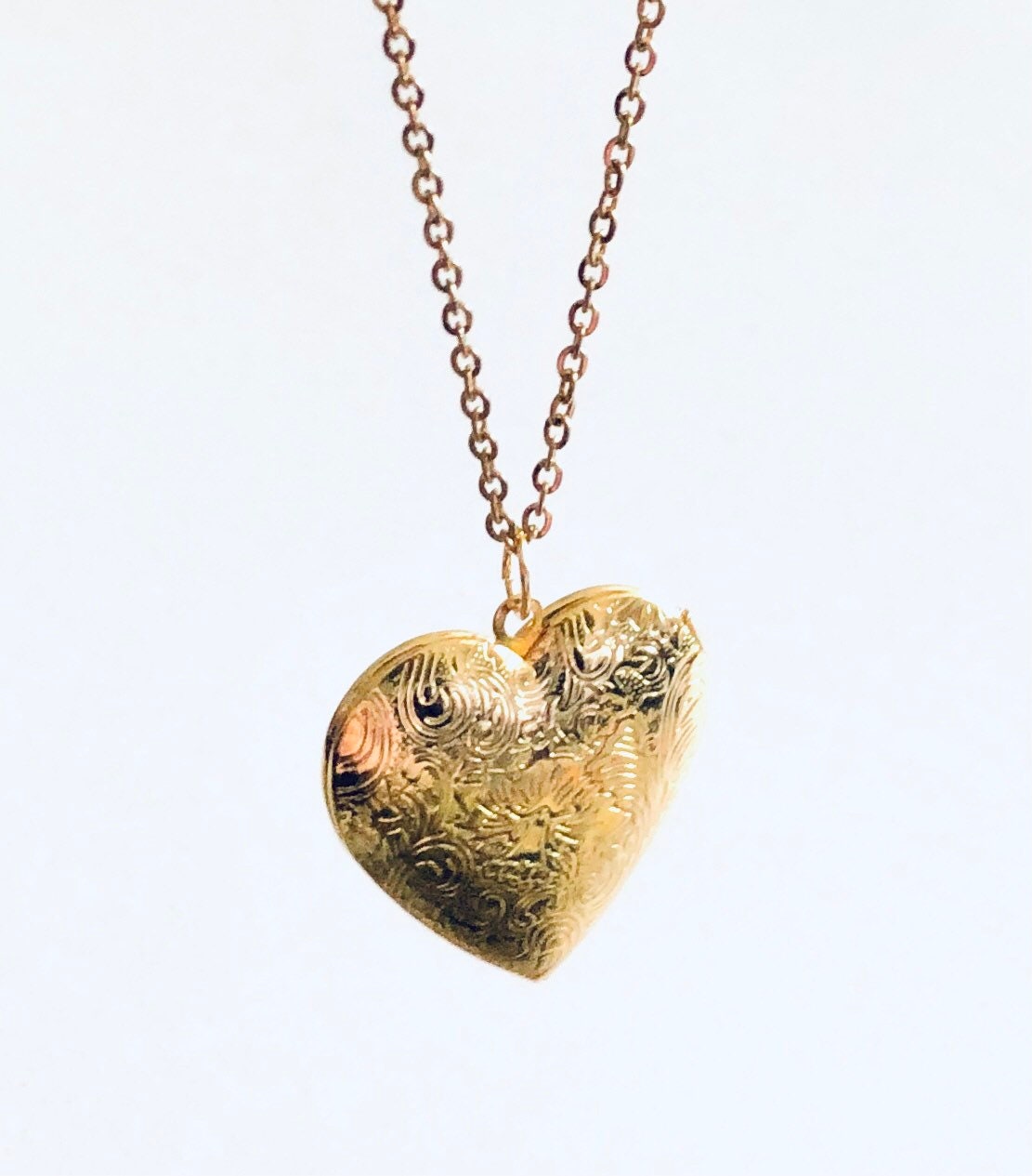 Gold Heart Locket Necklace - Real Working Locket with Gold Plated Chain