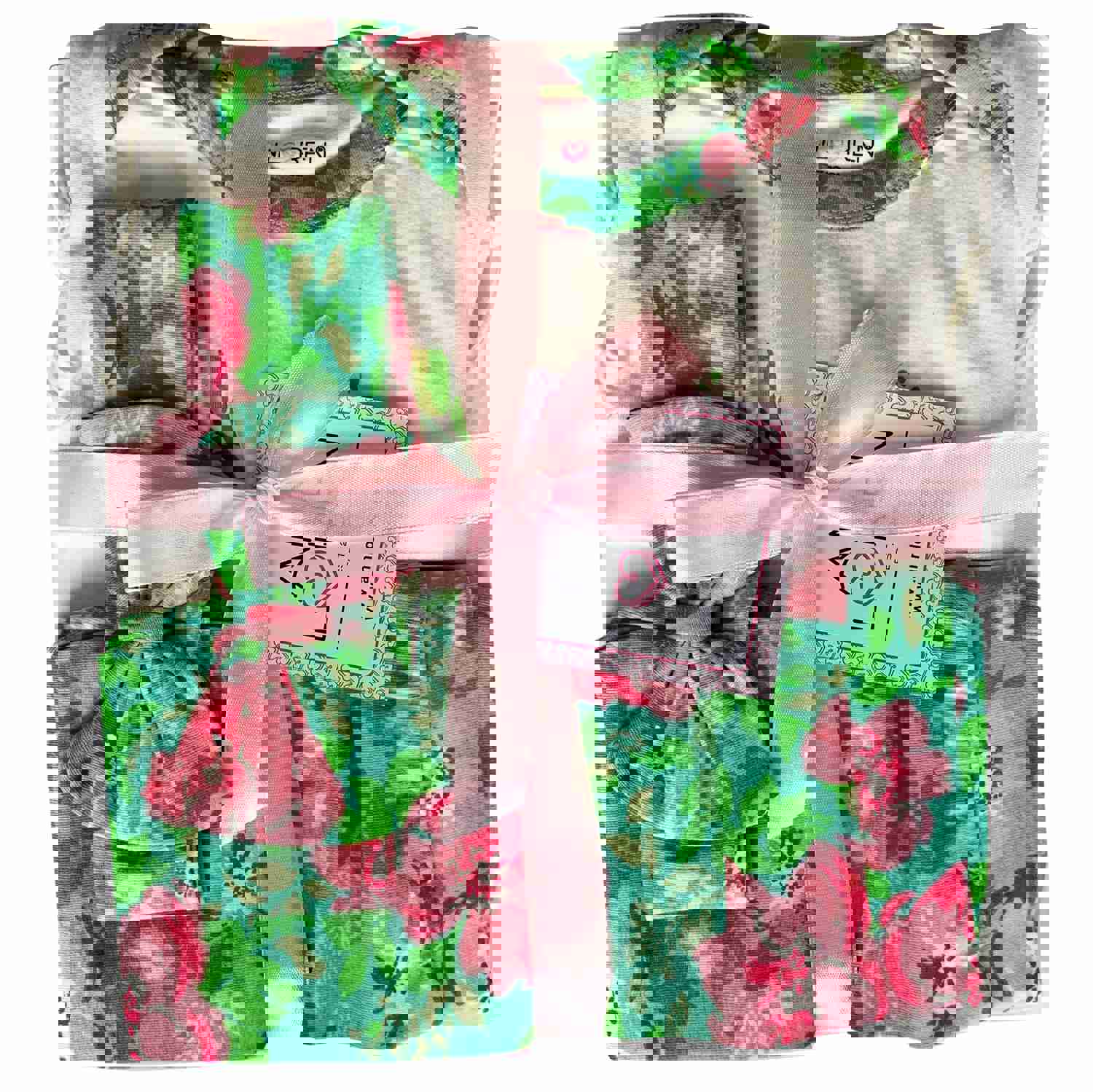AnnLoren Baby Girls Floral Layette 3-Piece Gift Set - Onesie, Pants, and Headband