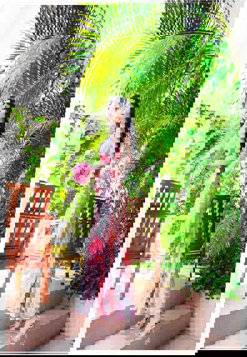 New Summer Office Lady Fashion Casual Pink Sleeveless Print Dress