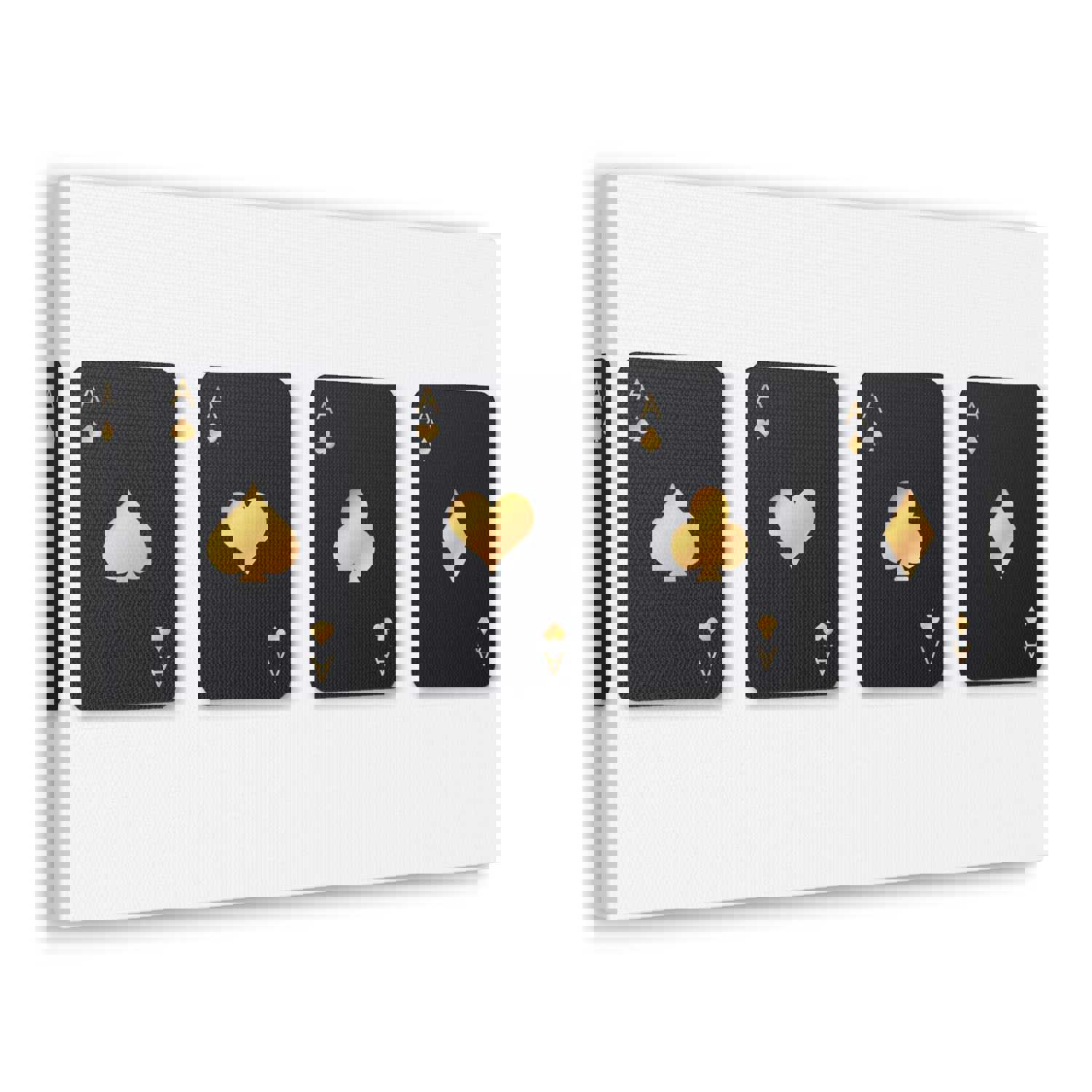 Four Black Aces Card Suits Playing Card Canvas Wall Art - Ready-to-Hang Home Decor