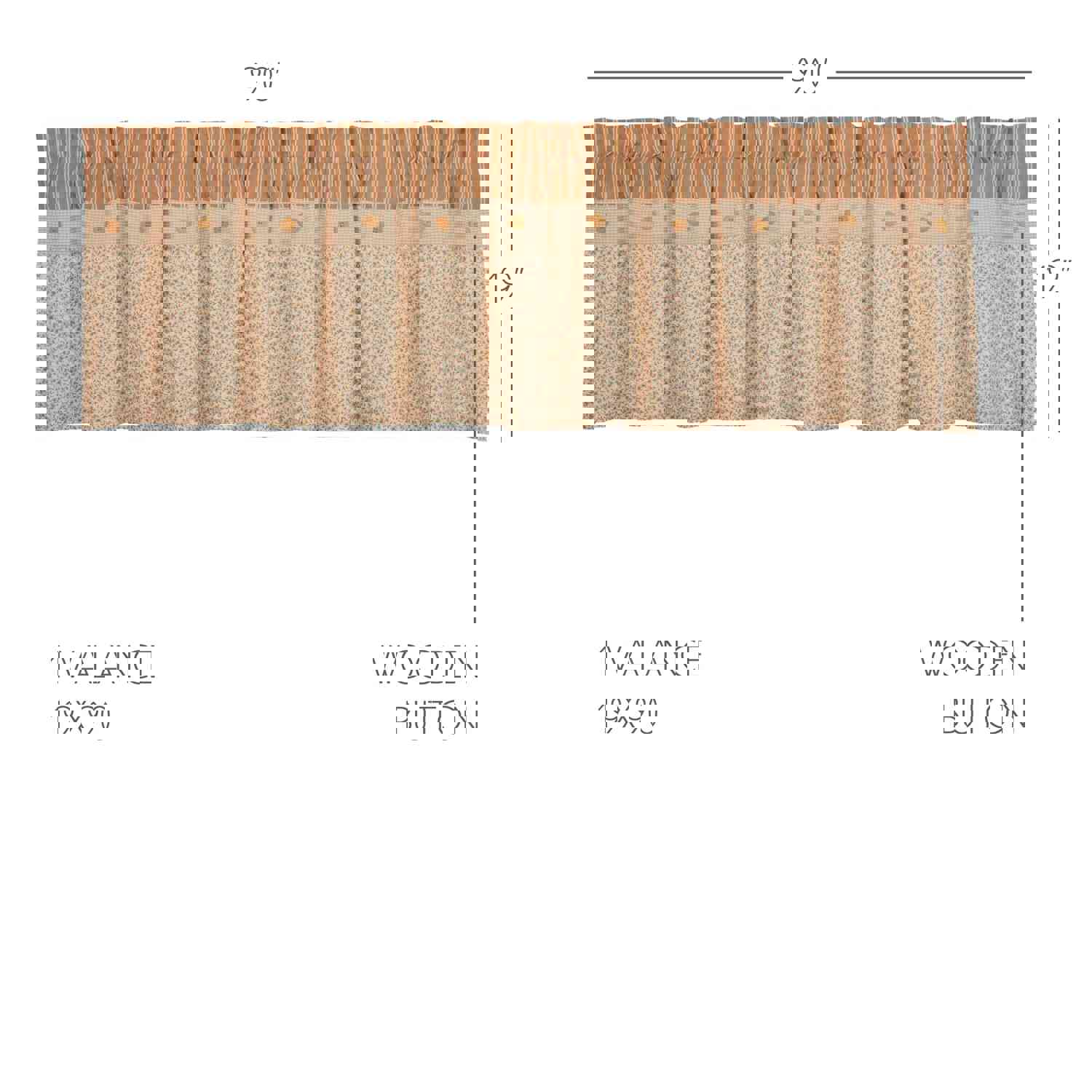 Camilia Ruffled Valance 19x90 - Gold & Creme Striped Cotton Window Valance