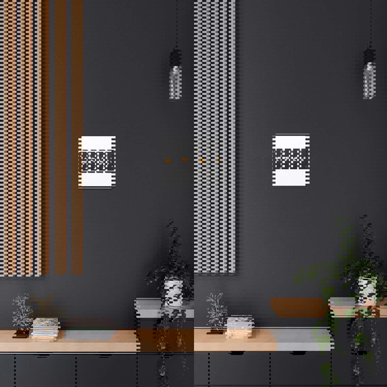 Four Black Aces Card Suits Playing Card Canvas Wall Art - Ready-to-Hang Home Decor