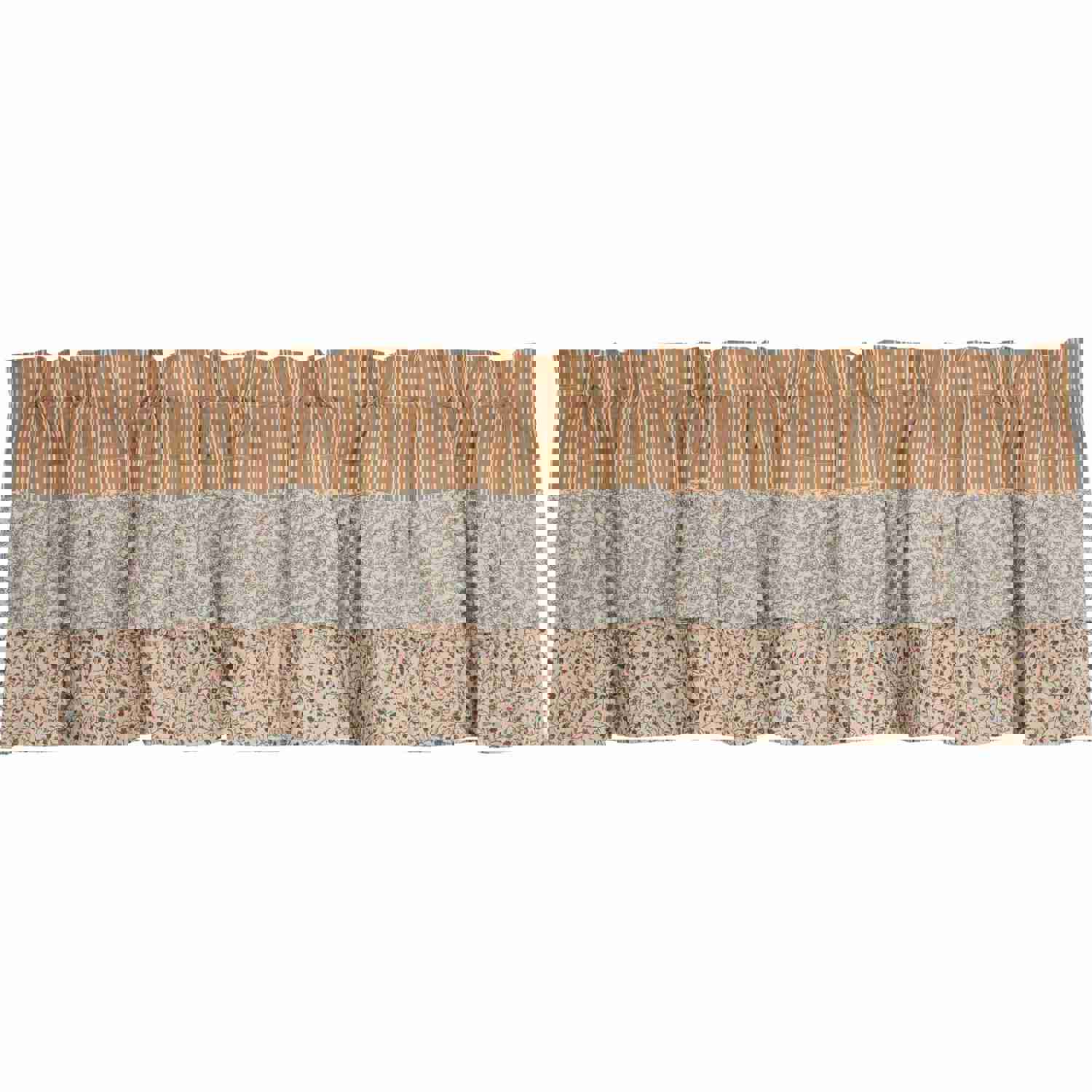 Kaila Ticking Gold Ruffled Valance 16x60 - Cottage-Style Window Decor