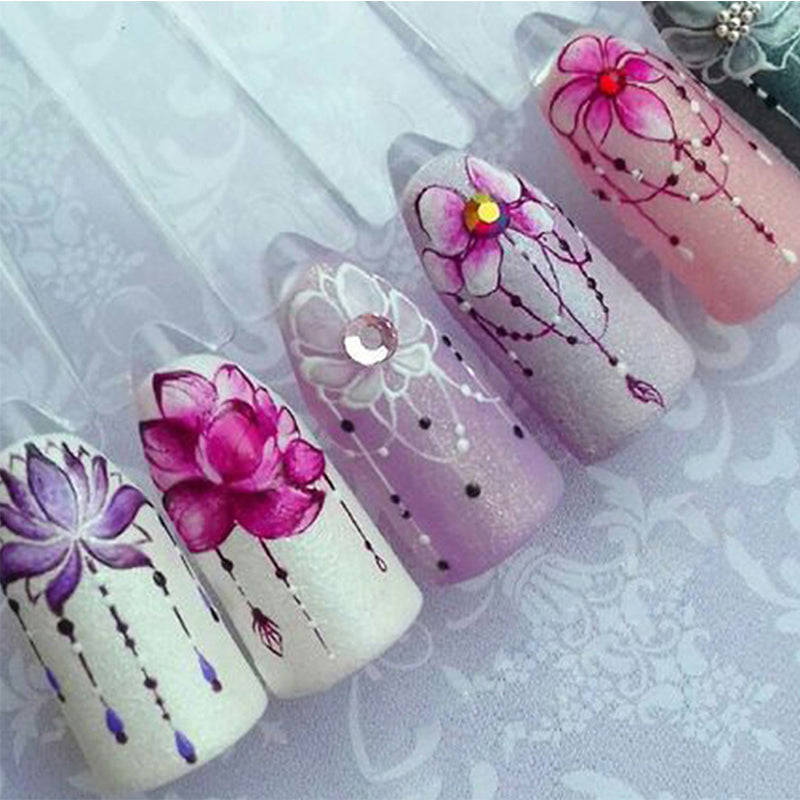 Mixed Flowers Butterfly Design Water Decals Transfer Nail Stickers