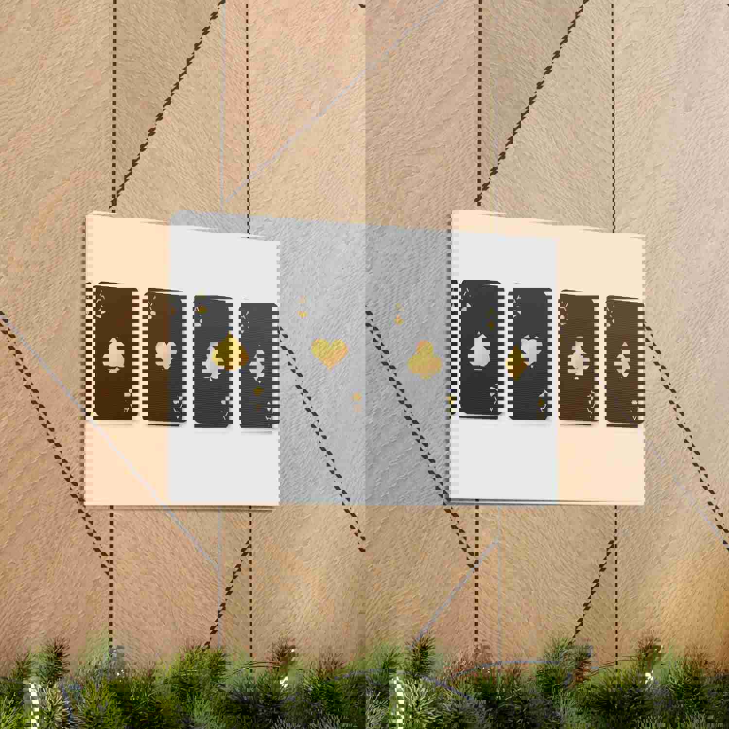 Four Black Aces Card Suits Playing Card Canvas Wall Art - Ready-to-Hang Home Decor