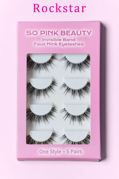 SO PINK BEAUTY Faux Mink Eyelashes 5 Pairs - Luxurious & Comfortable