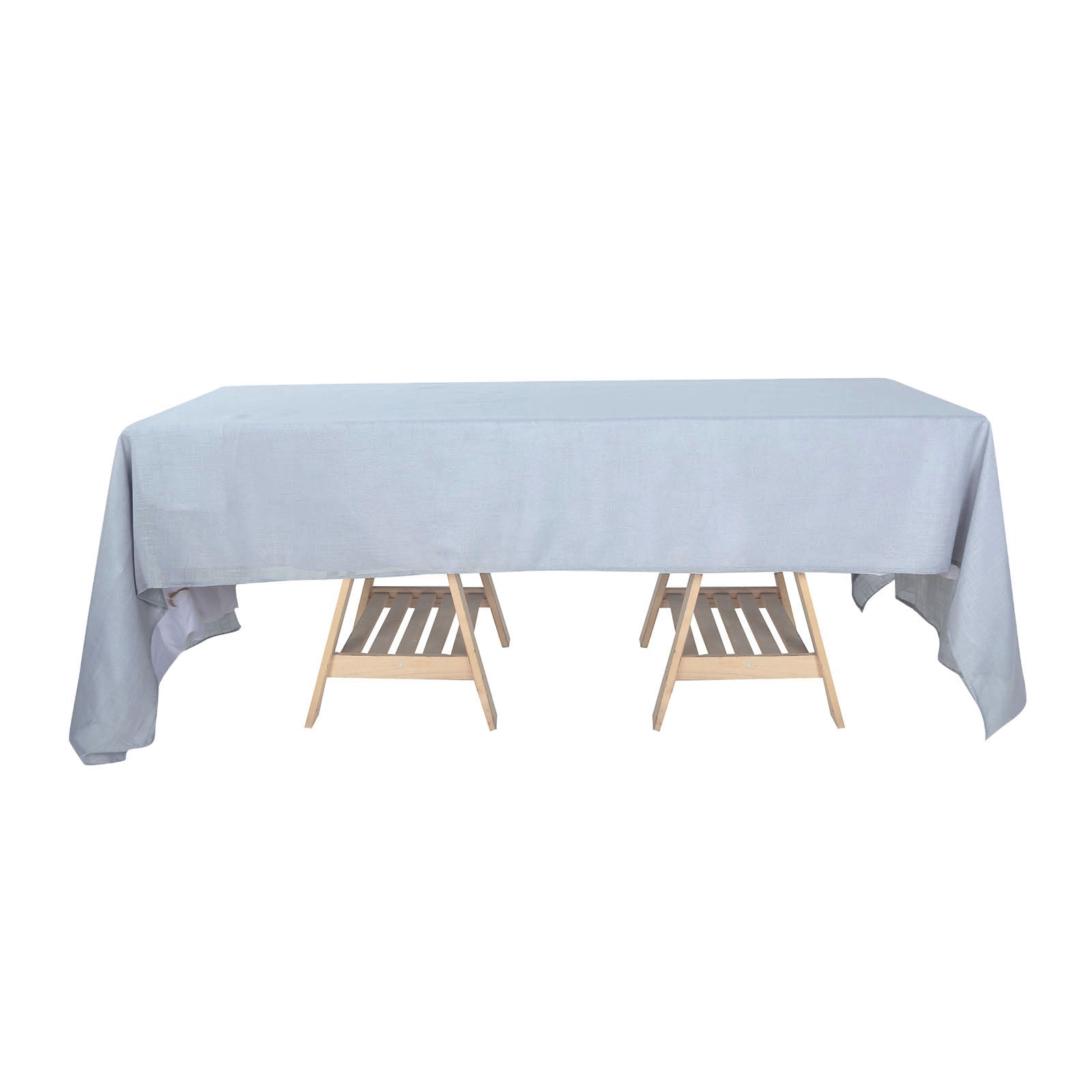 Silver Seamless Rectangular Faux Linen Tablecloth, Wrinkle Resistant 60x126