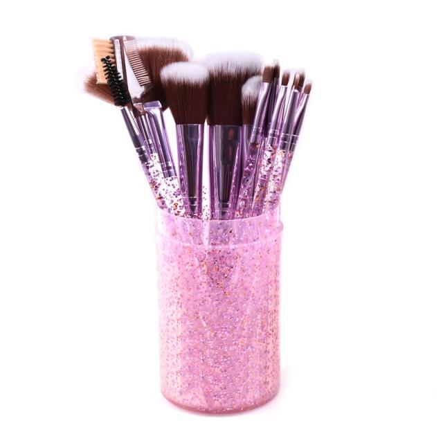 12pcs Professional Makeup Brushes Set with Box - Foundation, Powder, Eyeshadow, Eyebrow & Eyelash Brushes