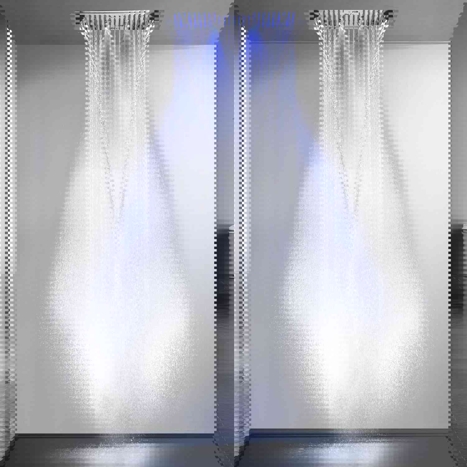 IVEY 36INCH COMPLETE LED MUSIC SHOWER SYSTEM WITH RAINFALL, WATERFALL & WALL MOUNTED SHOWERHEAD