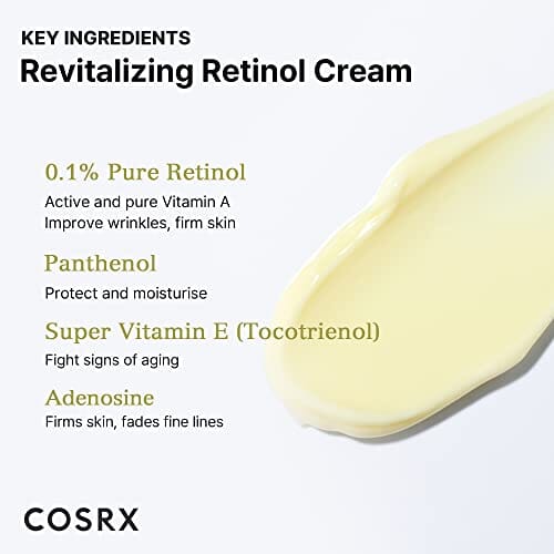 COSRX Retinol 0.1 Cream - Anti-aging Face Cream with 0.1% Retinoid, Reduces Wrinkles & Fine Lines, Korean Skincare