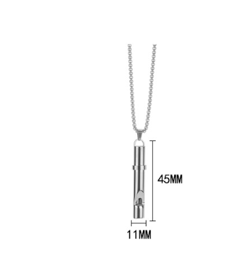 Blowable Whistle Necklace for Men and Women - Titanium Steel Whistle Pendant Sweater Chain