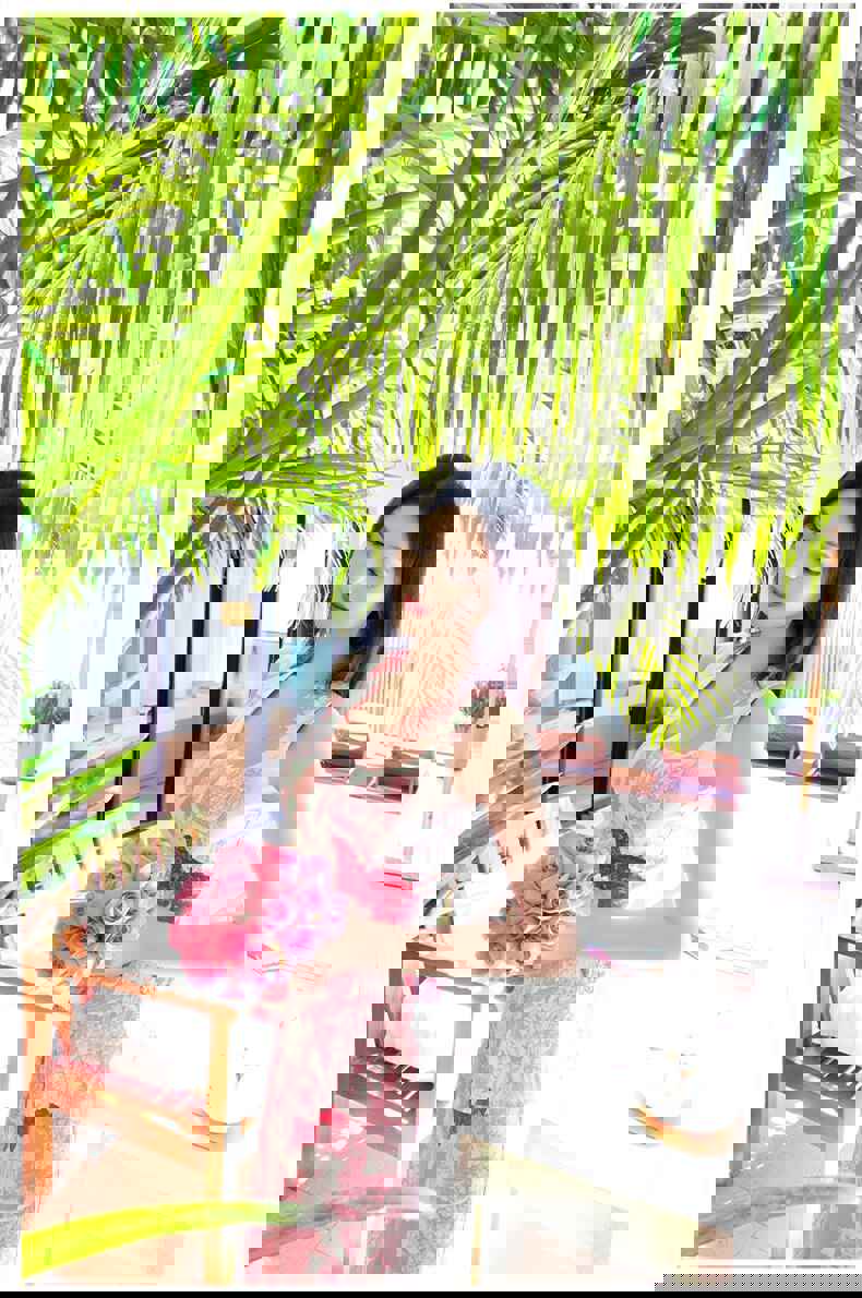 New Summer Office Lady Fashion Casual Pink Sleeveless Print Dress