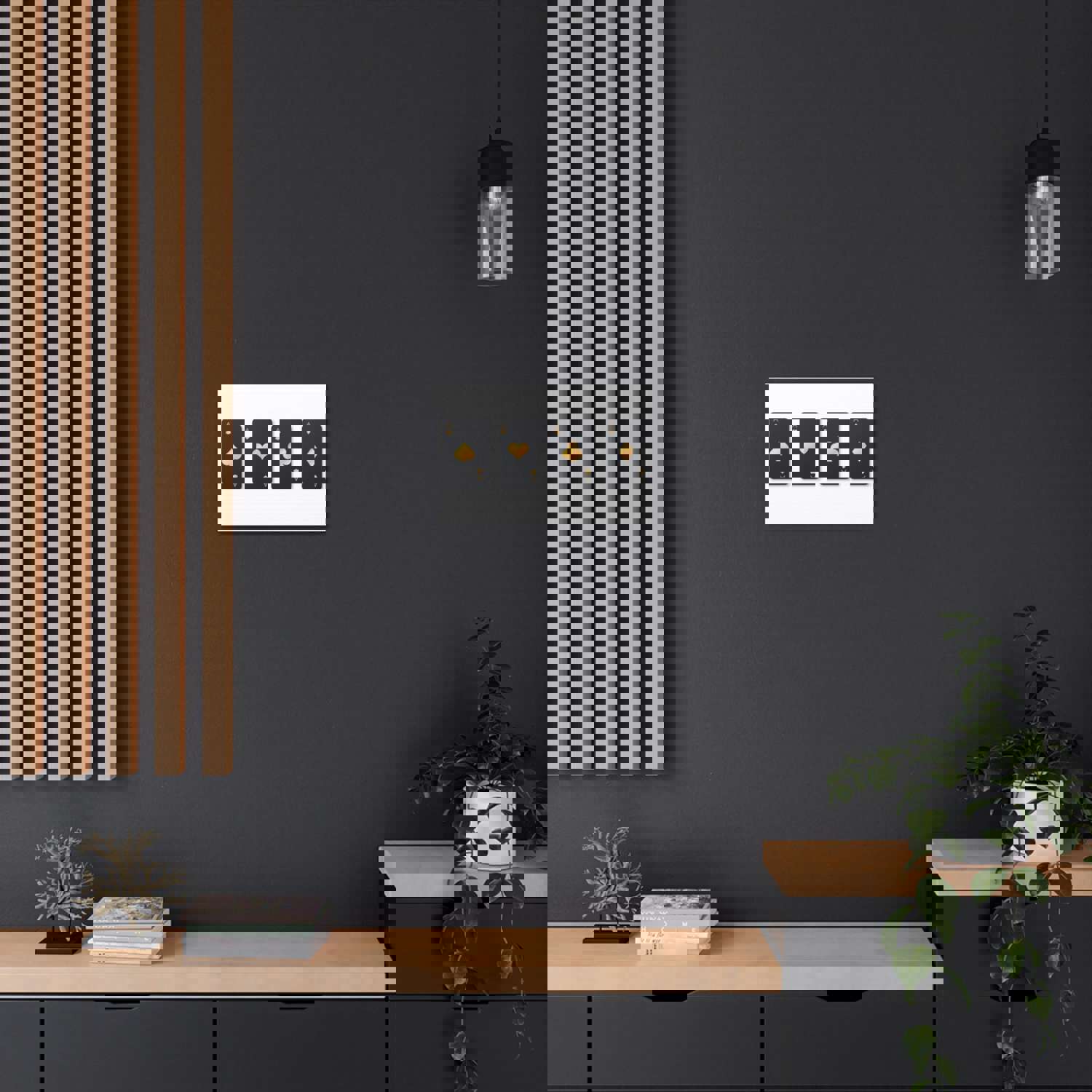 Four Black Aces Card Suits Playing Card Canvas Wall Art - Ready-to-Hang Home Decor