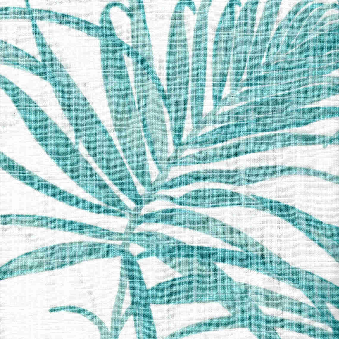 Empress Swag Valance in Karoo Cancun Blue Watercolor Tropical Foliage