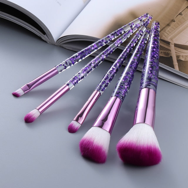 Transparent Makeup Brushes Set - 5/6/10pcs Synthetic Hair Cosmetic Brushes for Foundation, Blush, Eyeshadow & More