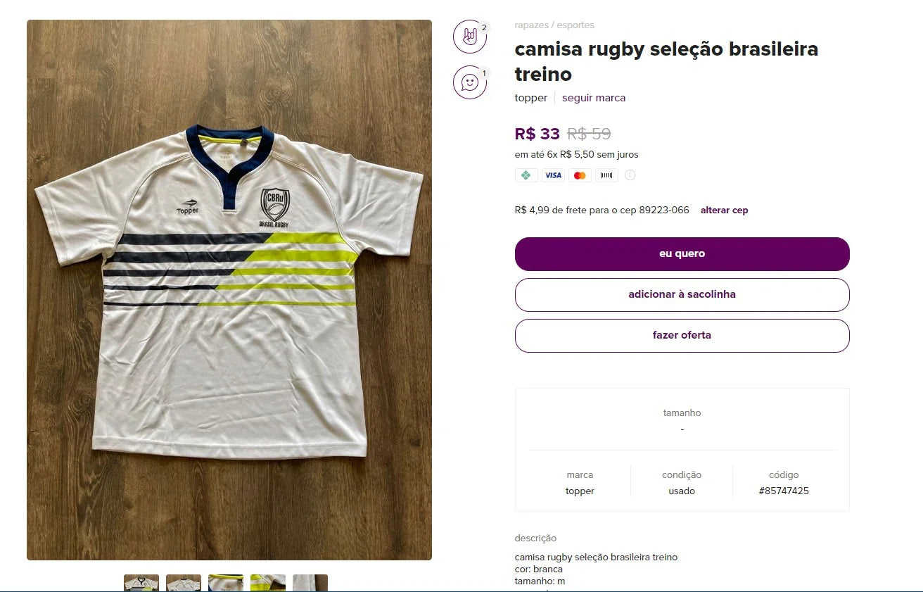 Brazil Rugby Shirts Collection - 6 Items (DDP)