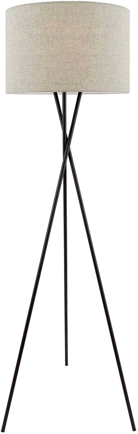 Modern Home Tripod LED Floor Lamp with Honey Beige Drum Shade